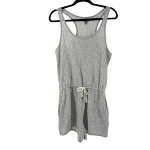 Aerie Romper Size S Gray Racerback Drawstring Waist Pockets Scoop Neck Casual